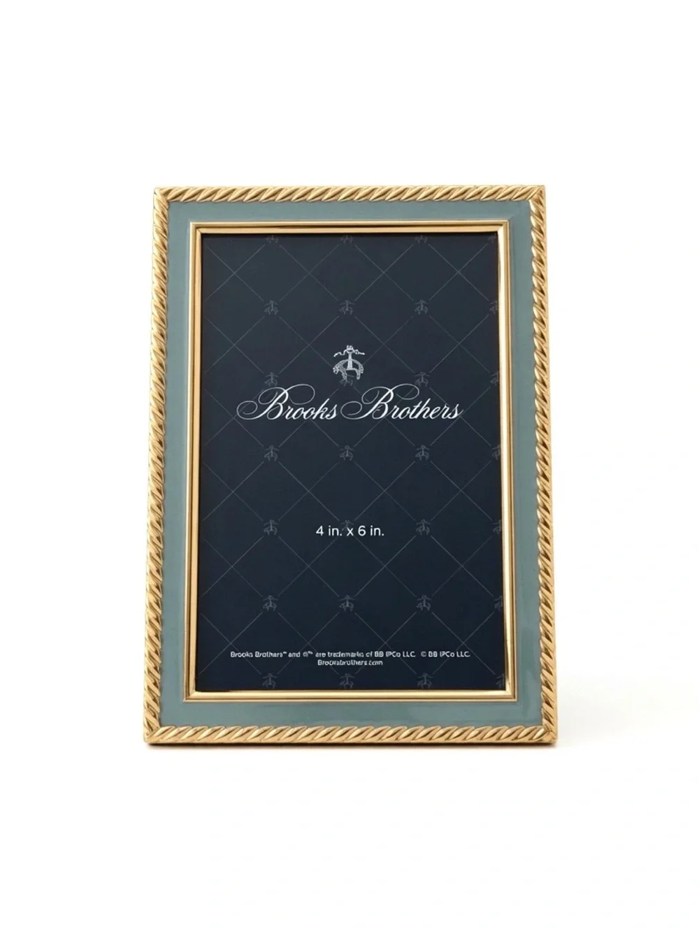 Brooks Brothers 4x6 Gold Twisted Rope blue Enamel Picture Frame NWT